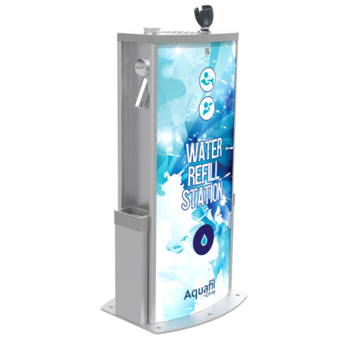 Aquafil Solo 700BF Drinking Fountain and Water Bottle Refilling Stations with a Splash Artwork Template