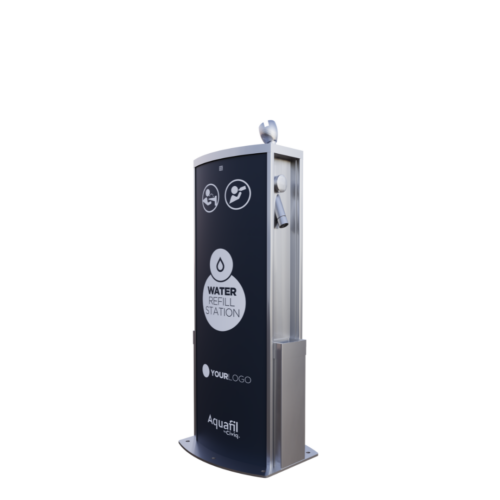 A render image of Aquafil Solo 900 BF Drinking Fountain and Water Bottle Refilling Stations in left side view