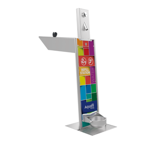 Aquafil Bold 850 Drinking Fountain and Water Bottle Refilling Station in Colours Artwork
