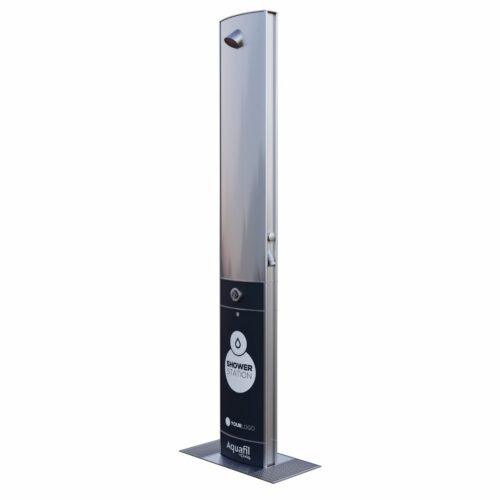 Aquafil FlexiShower Single-Sided Outdoor Shower with Water Bottle Refilling Station Left View