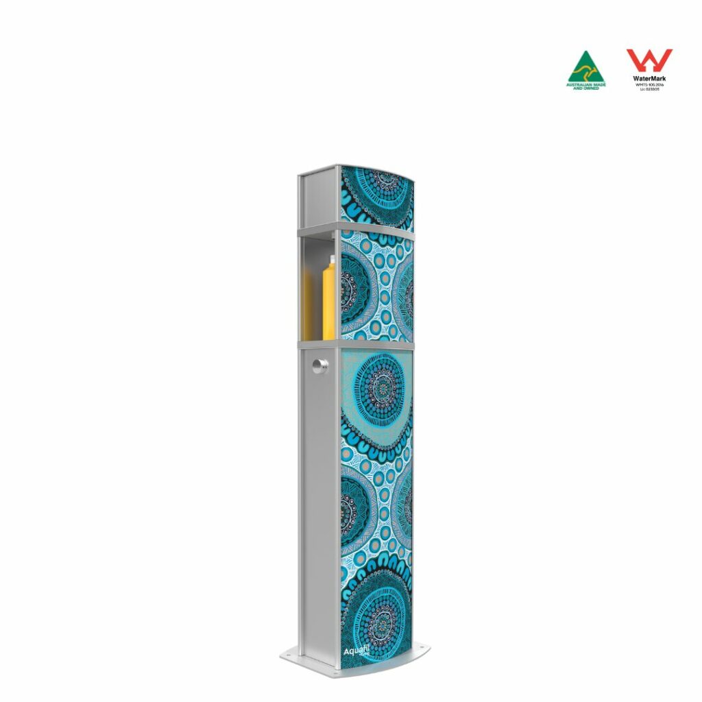 Aquafil Pulse Senior 1400B Water Bottle Refill Station with Connections Aboriginal Artwork Template