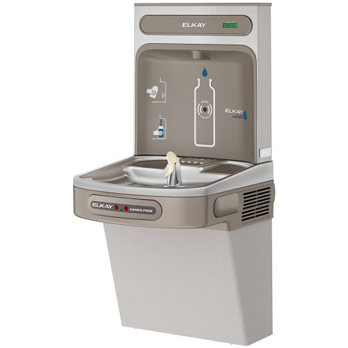 Elkay EZH2O Hands free Drinking Fountain and Water Bottle Refilling Station Left Side View