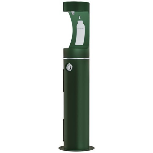 Elkay Outdoor EZH2O Water Bottle Refilling Station in a green Powder-coated finish