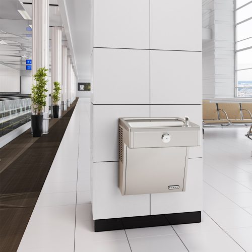Elkay Wall Mounted Vandal-Resistant Drinking Fountain installed in an Airport