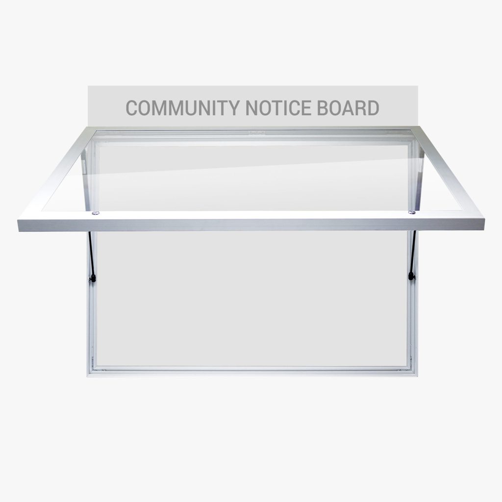 FlexiDisplay TuffLok Notice Board Wall Mounted w/ Header Panel
