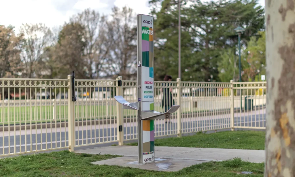 A drinking fountain and water refilling station installed in one of busiest park in Canberra, Australian Capital Territory
