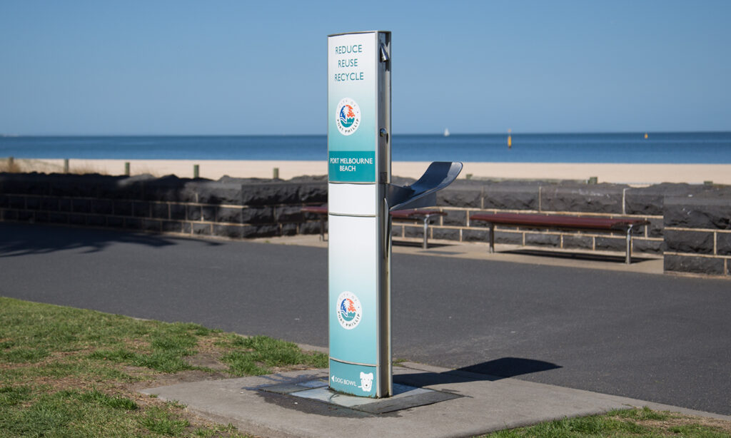 Aquafil FlexiFountain Drinking Water Station in Port Phillip Council Beach Shore
