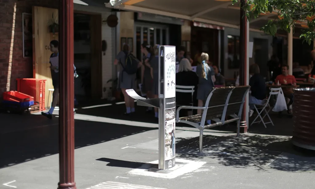 FlexiFountain Drinking Water Station installed outside South Melbourne Market