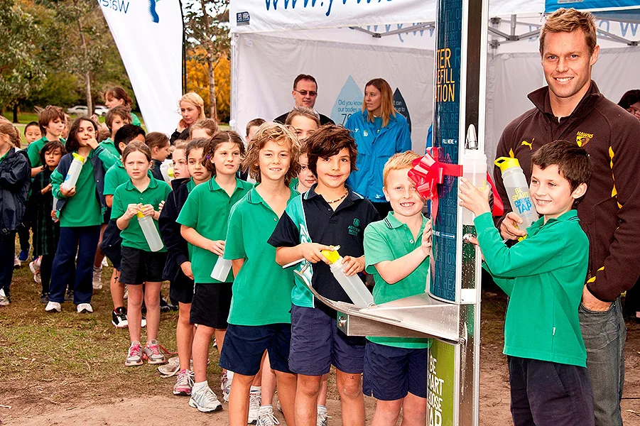 Students are falling in line with new Aquafil Drinking Water Fountain installed by Yarra Valley Water.