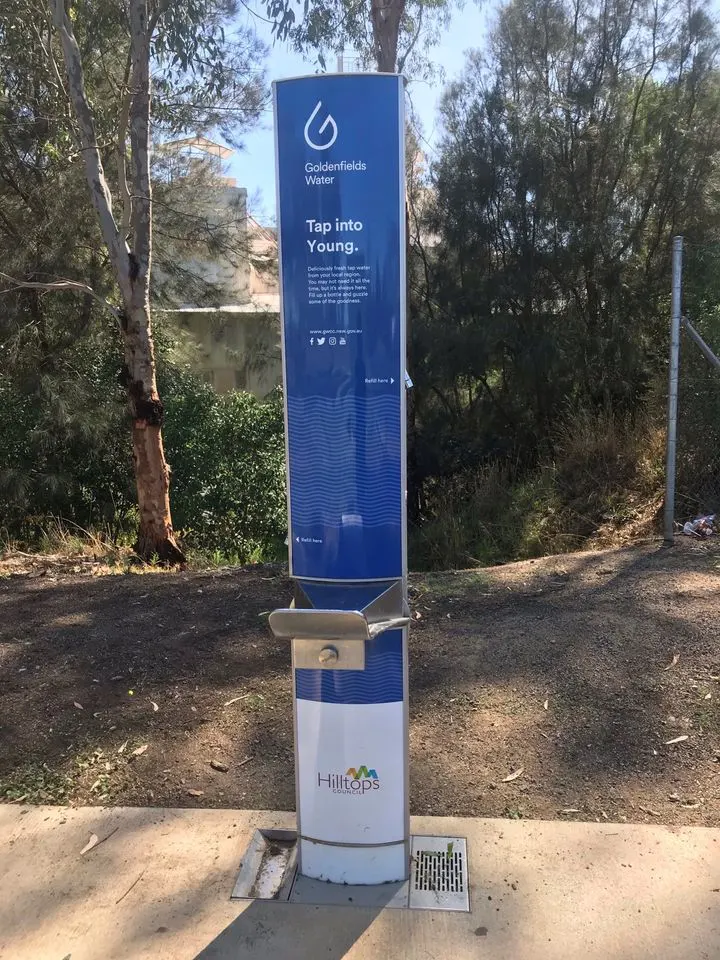 Aquafil Drinking Water Stations with dog drinking bowl installed at Hilltops, NSW