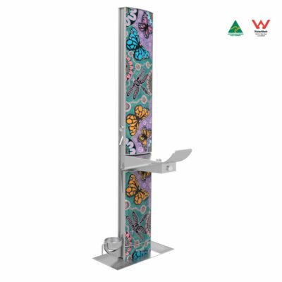 Aquafil FlexiFountain 2100BF Drinking Fountain and Bottle Refill Station with Butterflies Aboriginal Artwork Template