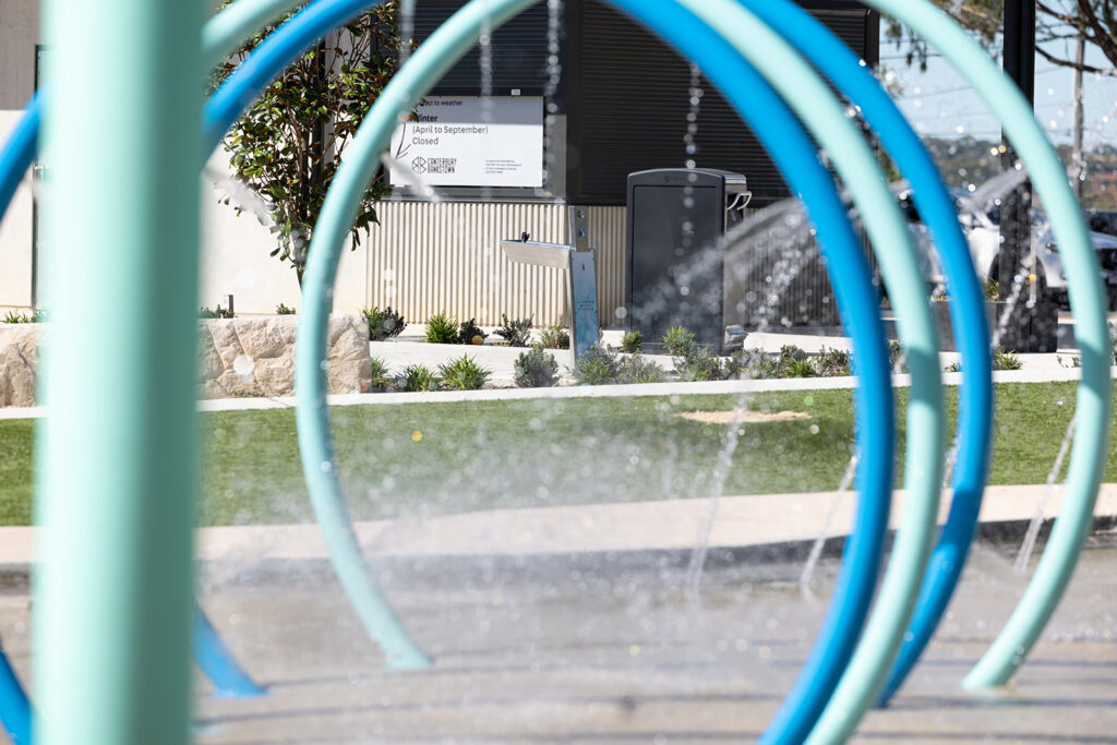 Aquafil Bold Drinking Fountain an Water Bottle Refill Station installed at The Greenacre Splash Park 