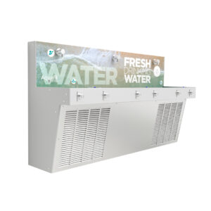 Aquafil Hydrobank School Drinking Water Stations in Surf Artwork Template and Light Grey Colour Side Panel