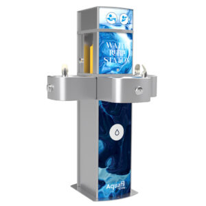 Aquafil Pulse School Drinking Fountain and Water Bottle Refilling Stations in Waves Artwork Template