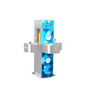 Aquafil Pulse Junior 1200BFFF Triple Drinking Fountain and Bottle Refill Station in a Diamonds Artwork Template