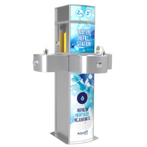 Aquafil Pulse School Drinking Fountain and Water Bottle Refilling Stations in Splash Artwork Template