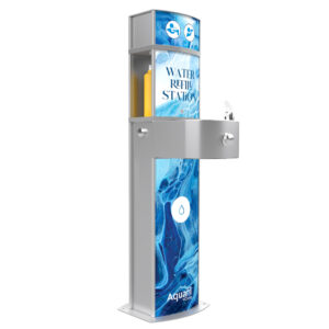 Aquafil Pulse Senior 1400BF Semi Portable Drinking Fountain and Water Bottle Refilling Station in Waves Artwork Template