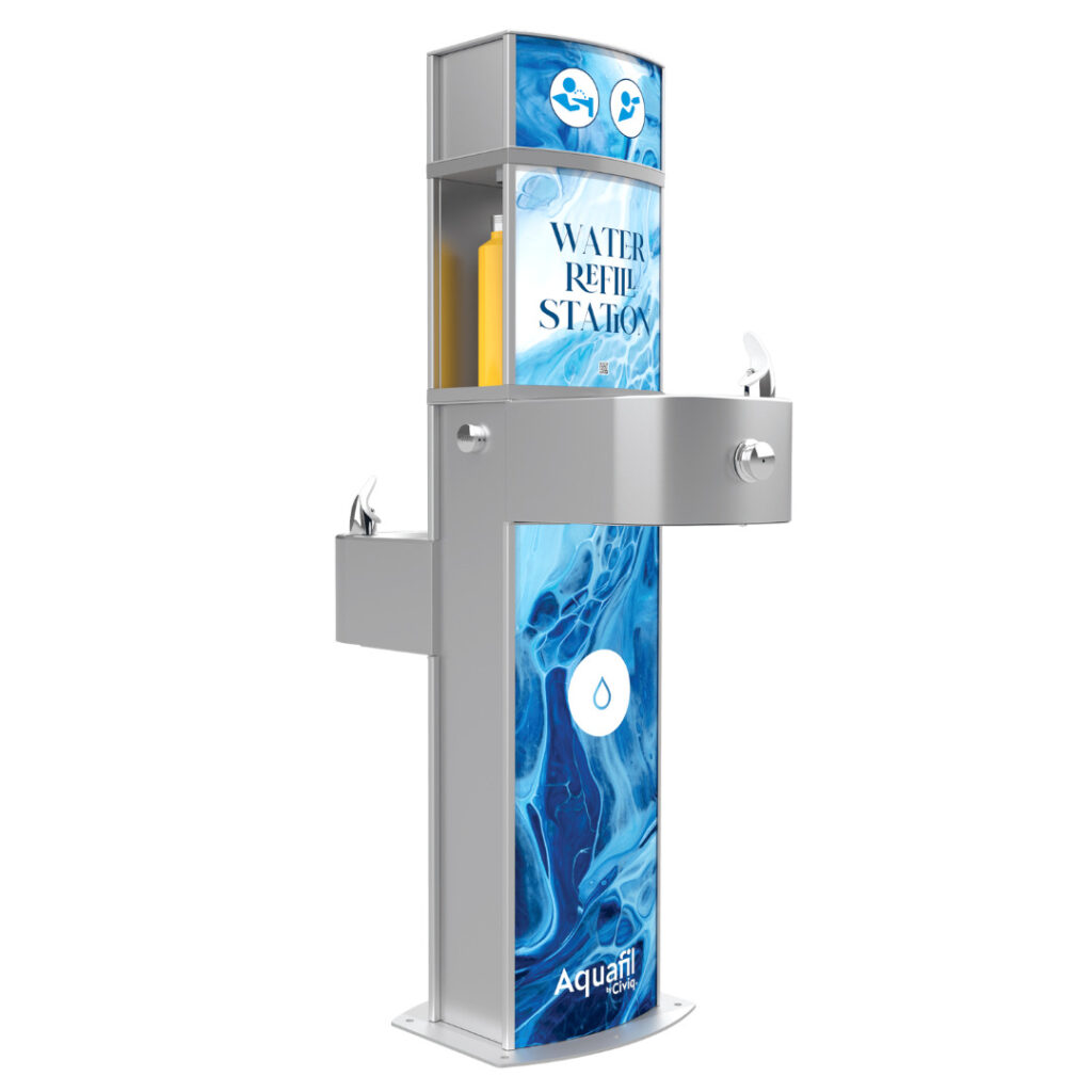 Aquafil Pulse Senior 1400BFF School Drinking Fountain and Bottle Refilling Station in Waves Artwork Template