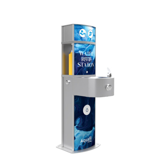 Aquafil Pulse Junior 1200BF Drinking Fountain and Water Refilling Station in Waves Artwork Template