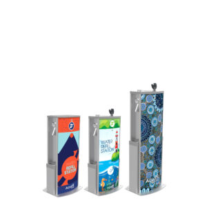 Aquafil Solo 900BF, 700B and 700BF Drinking Water Stations in different Artwork Templates