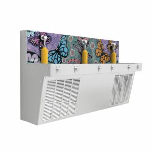 Aquafil Hydrobank School Drinking Trough and Bottle Refilling Station with Butterflies Aboriginal Artwork Template