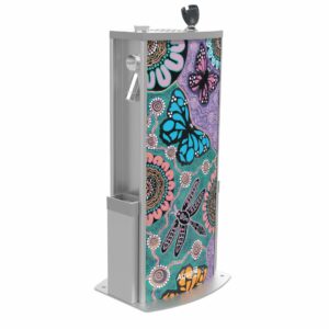 Aquafil Solo Drinking Fountain and Water Bottle Refilling Station with Aboriginal Art Butterflies Template