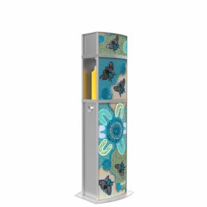 Aquafil Pulse 1200B Drinking Fountain and Water Bottle Refilling Station with Aboriginal Art Native Bees Template