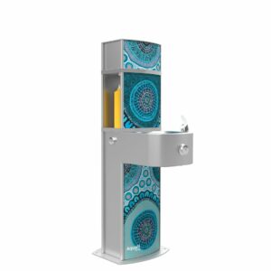 Aquafil Pulse 1200BF Drinking Fountain and Water Bottle Refilling Station for Schools with new Connection Aboriginal Artwork Template