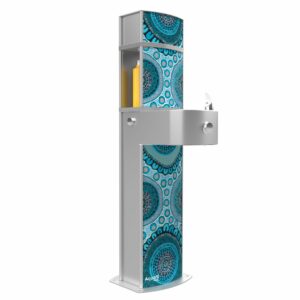 Aquafil Pulse 1400BF School Drinking Fountain and Water Bottle Refilling Station with new Connection Aboriginal Artwork Template