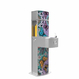 Aquafil Pulse 1200BF Drinking Fountain and Water Bottle Refilling Station with Aboriginal Art Butterflies Template