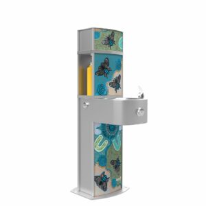 Aquafil Pulse 1200BF Drinking Fountain and Water Bottle Refilling Station with Aboriginal Art Native Bees Template