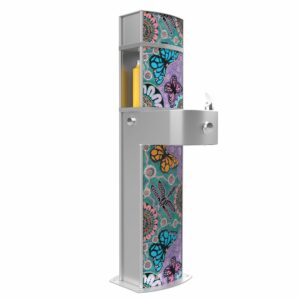 Aquafil Pulse 1400BF Drinking Fountain and Water Bottle Refilling Station with Aboriginal Art Butterflies Template