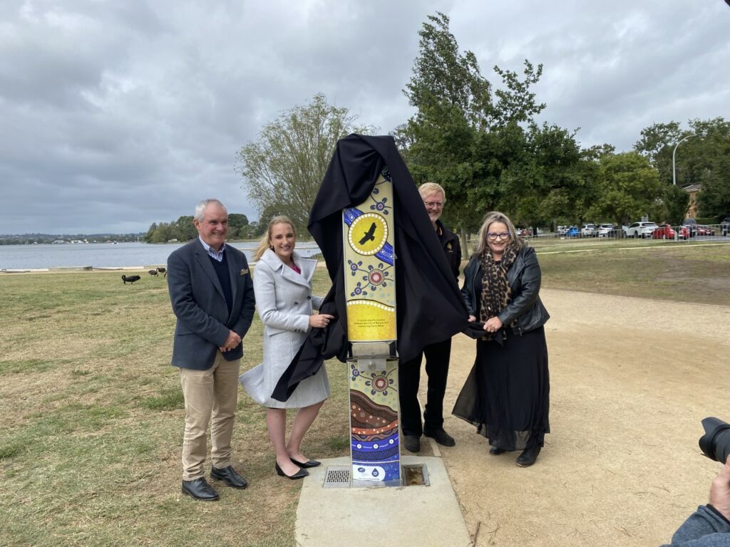 The City of Ballarat and Central Highlands Water proudly feature the artwork of Wadawurring Traditional Owner, Billy-Jay O'Toole, on their FlexiFountain, celebrating Indigenous culture and community heritage.