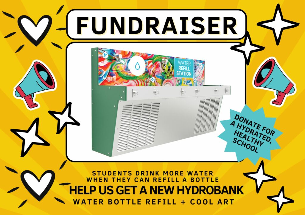 Support your students by fundraising to bring an Aquafil Hydrobank drinking fountain to life with our Sketches Artwork Template.